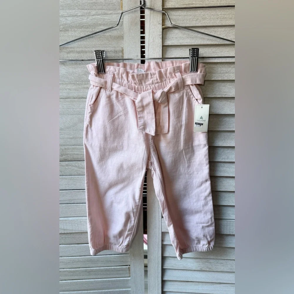 GAP Girls Light Pink Paperbag Waist Jogger Pants NWT Size 3T Tie Belt